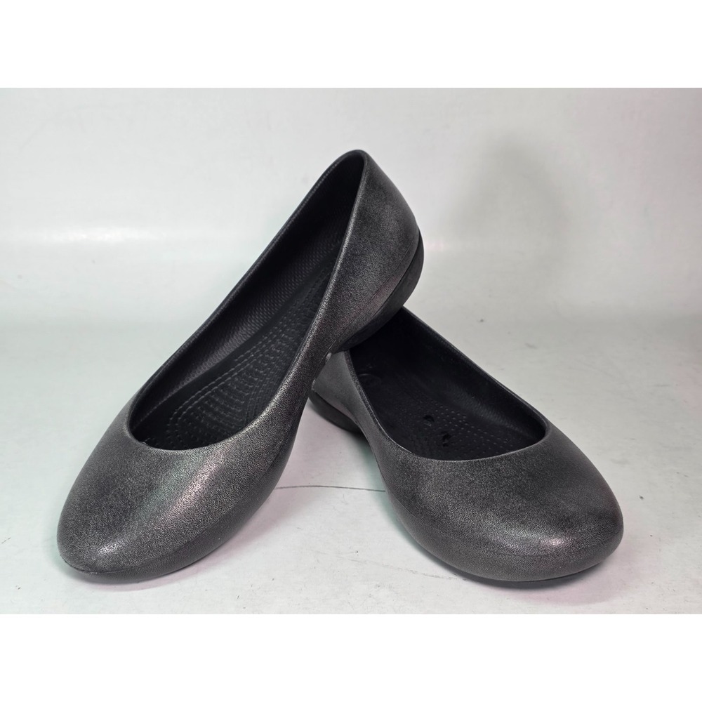 Crocs Wiona Womens Loafers Size 6 Gray Black Metallic Casual Flats Slip On Shoes